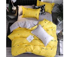 Fansu Juego de Ropa de Cama de 4 Piezas Juego de Fundas de Edredón Incluye 1 Funda Nórdica y 1 Sábana encimera 2 Funda de Almohada (Cama 90-150x200cm,Pestañas Amarillas)