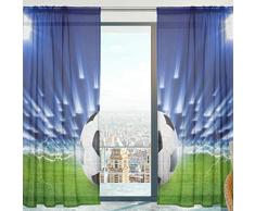Mnsruu Cortina de Gasa, balón de fútbol, Panel de Cortina Transparente para Ventana de Puerta de salón 140 x 198 cm, 2 Paneles
