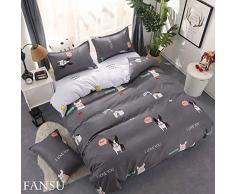 Fansu Juego de Ropa de Cama 4 Piezas, Microfibra Animal Moderno Fundas de Edredón Incluye 1 Funda Nórdica y 1 Sábana encimera 2 Funda de Almohada (150x200cm-1.5M,Lindo Perrito)