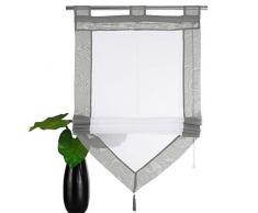 SIMPVALE 1 Pieza Persiana Romana Cortina de Poliéster de Rodar en Forma de Arriba Decoración Pare Puerta Ventana, Cocina, Baño, Gris, Ancho 100cm / Altura 140cm