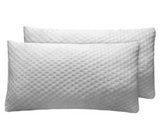 Sunlay - Pack de 2 almohadas viscoelásticas de copos con funda de diseño texturado, 35x75cm (Todas las medidas)