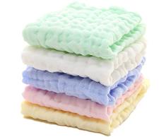 Toallitas para bebé de muselina - Toallitas de algodón 100% naturales para bebés - Toalla suave para bebés recién nacidos y toallita de muselina para piel sensible (5 PCS)
