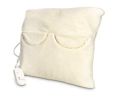 Navaris Almohada eléctrica térmica lavable - Almohadilla con calientapiés y funda extraíble - Cojín calienta pies con 2 niveles de calor - Crema