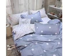 Fansu Juego de Ropa de Cama 4 Piezas, Microfibra Funda de Edredón Sábana Funda de Almohada Cremallera Diseño Funda de Almohada Conjunto De Edredón Hoja Plana (150x200cm,Punto Azul)