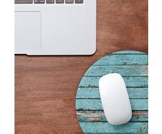 Alfombrilla de ratón con aspecto de madera de color turquesa I DV 336 i Diámetro 22 Cm redondo I de Mouse Pad En Shabby Chic Used Look I Maletero estándar de tamaño, color turquesa
