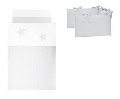 certificado OekoTex 3 Piezas 90x120cm 100/% ALGOD/ÓN PURO CONJUNTO de FUNDA N/ÓRDICA y PROTECTOR de CUNA 60x120 cm C Med Vizaro Estrellitas Banda Rosa hecho en UE ALTA CALIDAD