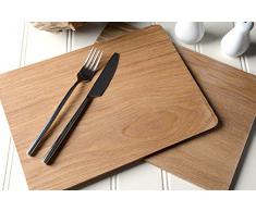 Creative Tops Juego de 4 manteles individuales chapados en madera de roble