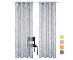 SIMPVALE 2 Paneles Cortinas con 8 ollaos Translúcida Visillo para Dormitorio Habitación Sala Balcón, Gris, Ancho 140cm / Altura 225cm