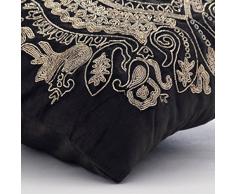 55x55 cm Funda De Almohada, Gris Carbón Funda De Almohada Decorativa, Zardozi Paisley Del Indio Antiguo Tradicional Cubierta De Almohadas, Terciopelo Cuadrado Cojines Cubren - Magestic Gold