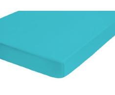 Biberna 2744/261/046 - Sábana bajera ajustable elástica, franela 100% algodón, ultrasuave e extensible, para una cama de niño de 60 x 120 cm, hasta 70 x 140 cm, color turquesa