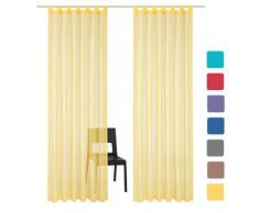 SIMPVALE 2 Paneles Cortinas Visillos con Trabillas Clásicas de Color Sólido Cortina para Dormitorio Habitación Sala de Estar Balcón, Amarillo, 140x145cm