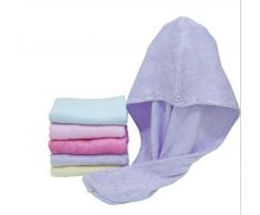Happyit 1PCS Toalla de cabeza suave 100% de la fibra de bambú de la alta calidad Súper mágico que absorbe el sombrero de sequía del pelo para la ducha del baño de las señoras de las muchachas (Púrpura)