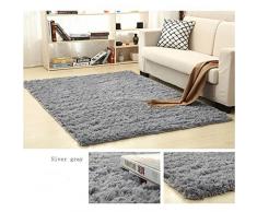 ele ELEOPTION Alfombra Shaggy, Soft Pile Moderna Antideslizante Sala de Estar Alfombras Suaves Alfombra del Piso Shaggy Alfombra, para Habitaciones de ni?os, dormitorios, Gris-Plata - 80x160CM