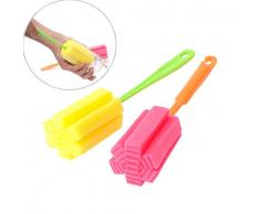 2pcs Esponja Botella Copa parte inferior limpieza estropajo cepillo de lavado limpiador de cocina herramientas (al azar color)