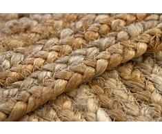 HAMID Alfombra Yute Alhambra Color Natural Redonda - Alfombra 100% Fibra de Yute (150x150cm)