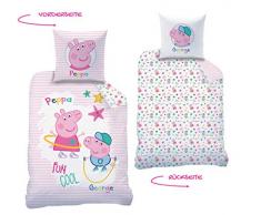 Peppa Pig CTI Reversible Cama Renforce Peppa Pig · de Cama Infantil para niña · Rosa, Blanco · Peppa & George · Almohada 80 x 80 + Funda Nórdica 135 x 200 cm