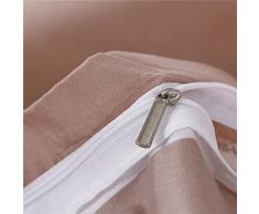 Fansu Juego de Ropa de Cama 4 Piezas, Microfibra Funda de Edredón Sábana Funda de Almohada Cremallera Diseño Funda de Almohada Conjunto De Edredón Hoja Plana (220x240cm,Café Caliente)