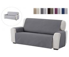 textil-home Funda Cubre Sofá Adele, 4 Plazas, Protector para Sofás Acolchado Reversible. Color Gris