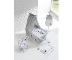 Minicuna Tijera madera mibebestore, incluye Textil exterior + Colchón + Colcha + Almohada