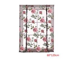Busirde Cocina Pura Flor del Peony Romana Ventana Cortina Cenefa Semi Transparente Gasa Cortinas Tratamiento de Ventanas