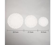 36 Piezas,Blanco Tapetes de Encaje Papel Tapete de Encaje Blondas Tapetes de Papel, 6.5 Pulgadas, 8.5 Pulgadas, 10.5 Pulgadas