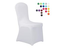 HAORUI Conjunto de Cubiertas Spandex Stretch Lycra Chair de 4 Modernas Fundas de poliéster Lycra Silla para Bodas Evento Aniversario Dinning Decoración(Un Paquete de 4, Blanco)