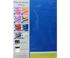 JUEGO SÁBANAS BICOLOR VERANO TODAS LAS MEDIDAS DE Y 200cm largo MICROFIBRA, sábana bajera ajustable,1x funda almohada y encimera y PACK tobilleros REGALITOS TV anti-presion (150_x_200_cm, AZUL/VERDE)