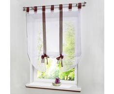 SIMPVALE - Cortina de Gasa elevable con Cintas y Lazos Estilo Romano de Estar Dormitorio