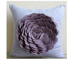 Azul Fundas De Almohada, Fieltro Flor De Origami 3D Cubierta De Almohadas, 50x50 cm Fundas De Cojines, Floral Moderno Fundas De Almohada, Gamuza Sintética Cojines Cubren - Dreamy Rose