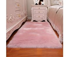 Cumay Piel de Imitación, Artificial Alfombra, excelente Piel sintética de Calidad Alfombra de Lana ，Adecuado para salón Dormitorio baño sofá Silla cojín (Rosa, 70 x 135 cm)