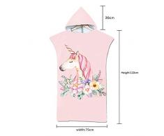 Sticker superb 3D Unicornio Niña Rosado Negro Cambiando Túnica Toalla Poncho, Luna Lobo Animal Nadando Traje de Neopreno Cambiando para Surf Swim Beach, Floral Pájaro Playa Toalla (Floral Unicornio)