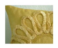 We All Blossom - Decorativa Funda de Cojin 35 x 35 cm, Square Oro Seda Satén Bordado de La Cinta