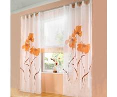 SIMPVALE 2 Paneles Cortinas Solida Gasa Visillo para Dormitorio Sala Balcón, Amplitud 150cm (Longitud 175cm, Naranja)