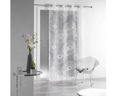 DOUCEUR DINTERIEUR Douceur d Interieur 140 x 240 cm, diseño de flores, Organza Devore solia Anillos de cortina, Blanc White