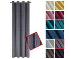 Eurofirany Velvet - Cortina de Terciopelo, Color Gris, Grafito, Gris Oscuro, Lisa, con Ojales metálicos, 200 g/m2, 140 x 250 cm, 1 Unidad Mullido, Suave, Moderno, clásico, para salón, Dormitorio