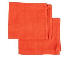 Toalla de mano y toalla de visitas Lara de lino. Juego de 2. Color naranja. LinenMe 33 x 50 cm.