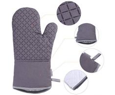 BESTONZON Oven Mitt y 2pcs Pot Holder - Guantes de cocina antideslizante resistentes al calor Guantes de horno para cocinar, hornear, asar a la parrilla, Barrow Potholders (gris)