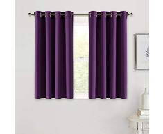 PONY DANCE Cortinas Opacas Termicas Morada - Cortinas Salon Modernas Aislantes Frio Calor con Ollaos/Telas 100% Poliéster para Dormitorio Niños Habitacion Matrimonio, 2 Uds, 132 x 114 cm (An x L)