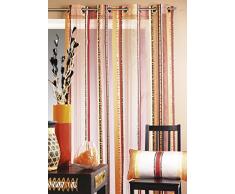 Cortina Casa - Visillo en organza jacquard rayas verticales Chocolate