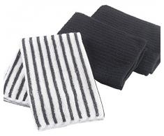 Ligne Decor 40 x 40 cm 3 piezas 2 proceso de teñido y satinado 1 diseño a rayas Cuistot de microfibra paños de cocina, negro antracita