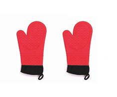 Homevibes Guantes De Cocina para Horno De Silicona con Forro De Algodon Resistentes Al Calor Hornear Asar (Amarillo)