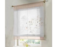 SIMPVALE Bordado de Flor Cortina Visillos en Organdi Paramento Superior y Bordado Lino, 60x120cm, Marrón Claro