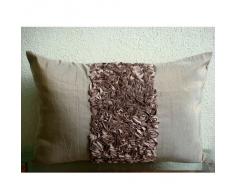 Champagne Brown Love - Decorativa Funda de Cojin 30 x 50 cm, Rectangle/Lumbar Brown Seda Bordado de La Cinta
