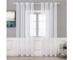 MIULEE Cortinas Poliéster Ojales Cortina Translucida de Dormitorio Moderno Ventana Visillos Salon para Sala Cuarto Dormitorio Comedor Salon Cocina Salón de Blanco 2 Unidades 140 x 145cm
