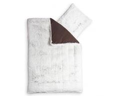 Conjunto de ropa de cama CelinaTex Minka 155x220 Cojín mullido cálido de invierno Equipado con funda de edredón de pelo largo Funda de almohada Cremallera 80x80 Aspecto de piel flokati 0004022 Colcha mantón Crema Blanco Marrón