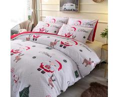 CHAOSE Juego de Sábanas Nieve de invierno, serie de navidad Funda Nórdica de Algodón y poliéster 3 Piezas (1 Funda Nórdica + 2 Funda de Almohada) (Lindo padre de Navidad, (228x 228cm+2/70x50cm) - Cama de 150/160)