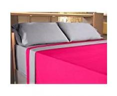 (105 rosa/gris) JUEGO SÁBANAS BICOLOR VERANO TODAS LAS MEDIDAS DE Y 200cm largo MICROFIBRA, sábana bajera ajustable,1x funda almohada y encimera y PACK tobilleros REGALITOS TV anti-presion (105_x_200_cm, ROSA/GRIS)