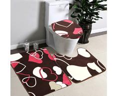 Tutoy 3Pcs Conjunto Antideslizante Suave Corazón Baño Pedestal Tapete Tapa Wc Tapete Baño