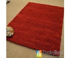 FunkyBuys - Alfombra Tipo Felpudo Gruesa en Color Rojo Vino Liso Súper Suave Anti-Desprendimientos en Tamaños Grande, Mediana, Chica - Para Habitación o Cocina - Rojo, 120cmx170cm (4ftx5ft 6"), Polipropileno