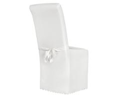 TecTake Funda cubierta cubresillas para sillas de boda con lazo - disponible en diferentes colores - (Blanco)